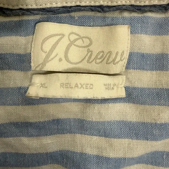 J‎ Crew Baird McNutt Irish Linen Striped Button Down Shirt Womens XL Blue White - Picture 8 of 10